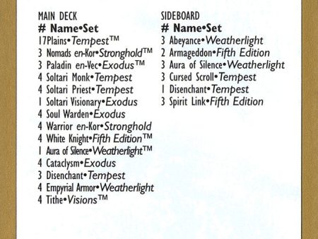 Brian Hacker Decklist [World Championship Decks 1998] Hot on Sale