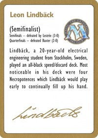 1996 Leon Lindback Biography Card [World Championship Decks] Hot on Sale