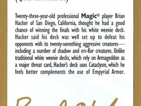 Brian Hacker Bio [World Championship Decks 1998] Online