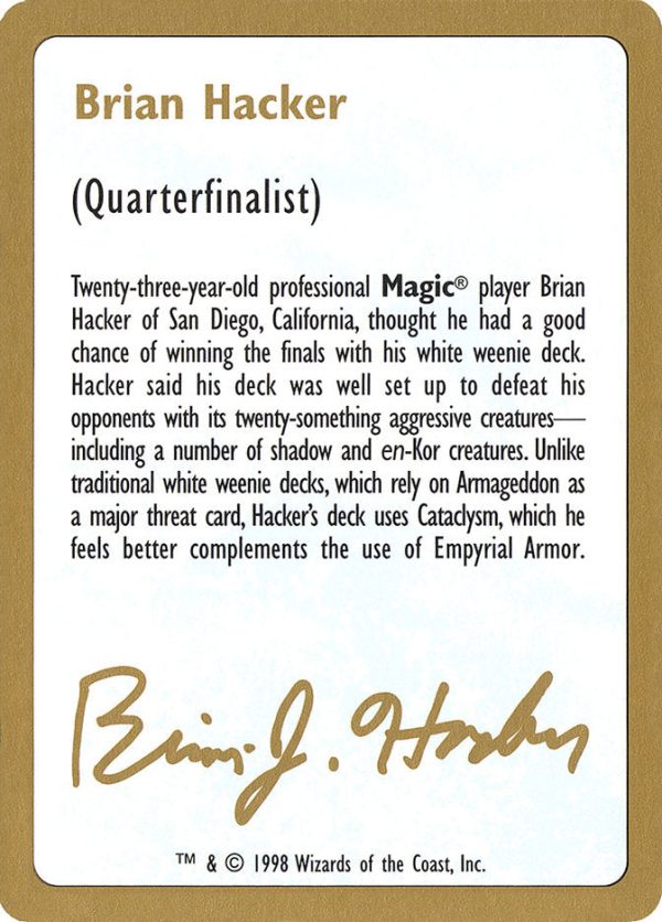 Brian Hacker Bio [World Championship Decks 1998] Online