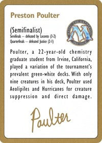 1996 Preston Poulter Biography Card [World Championship Decks] Sale